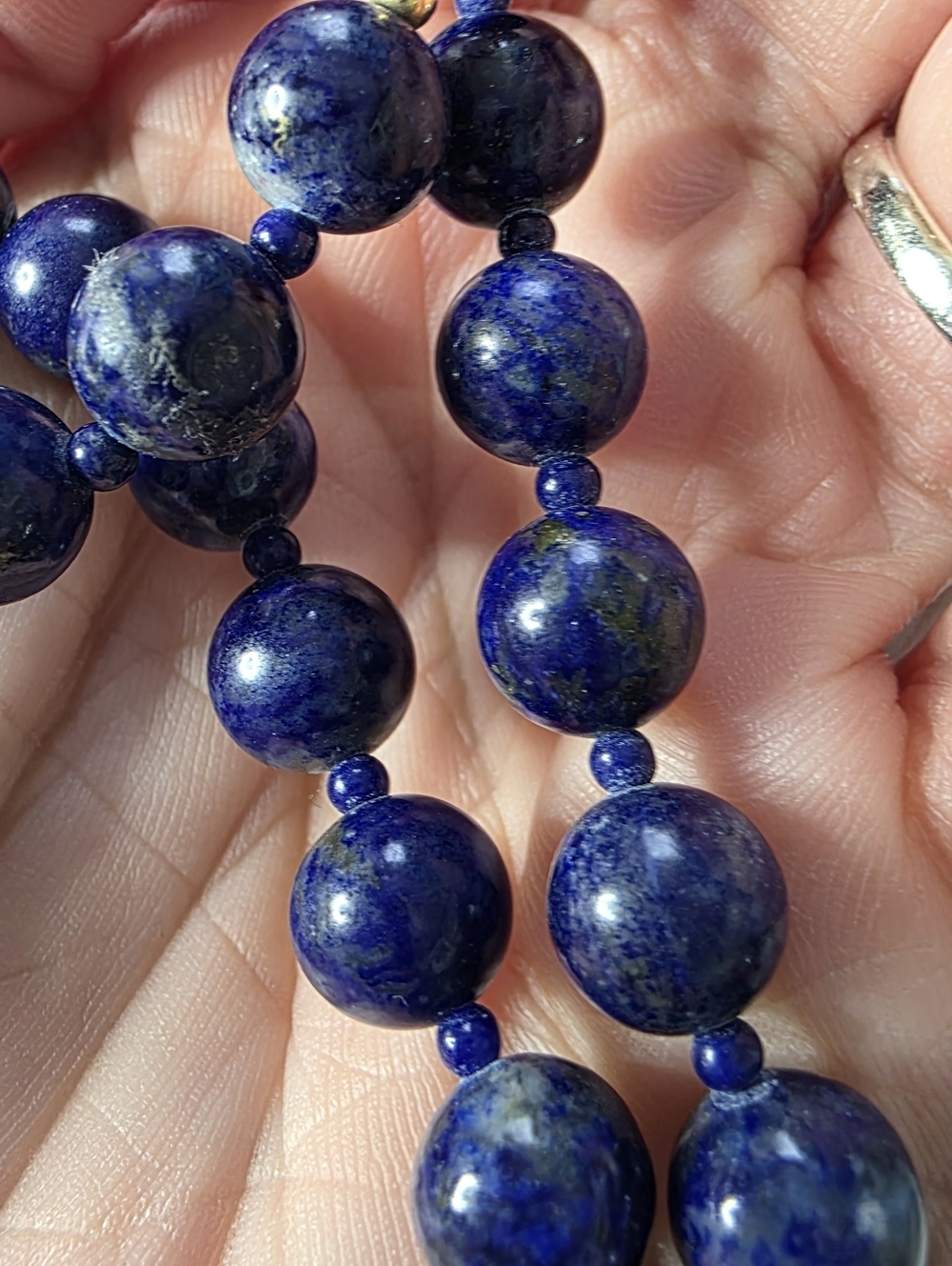 Lapis Lazuli Blue Necklace Earrings Bracelet set Vtg
